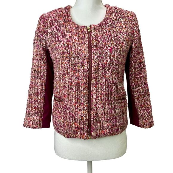 Anthropologie Cartonnier Pink Multicolor Rosily Tweed Jacket Size 4 - Picture 4 of 14